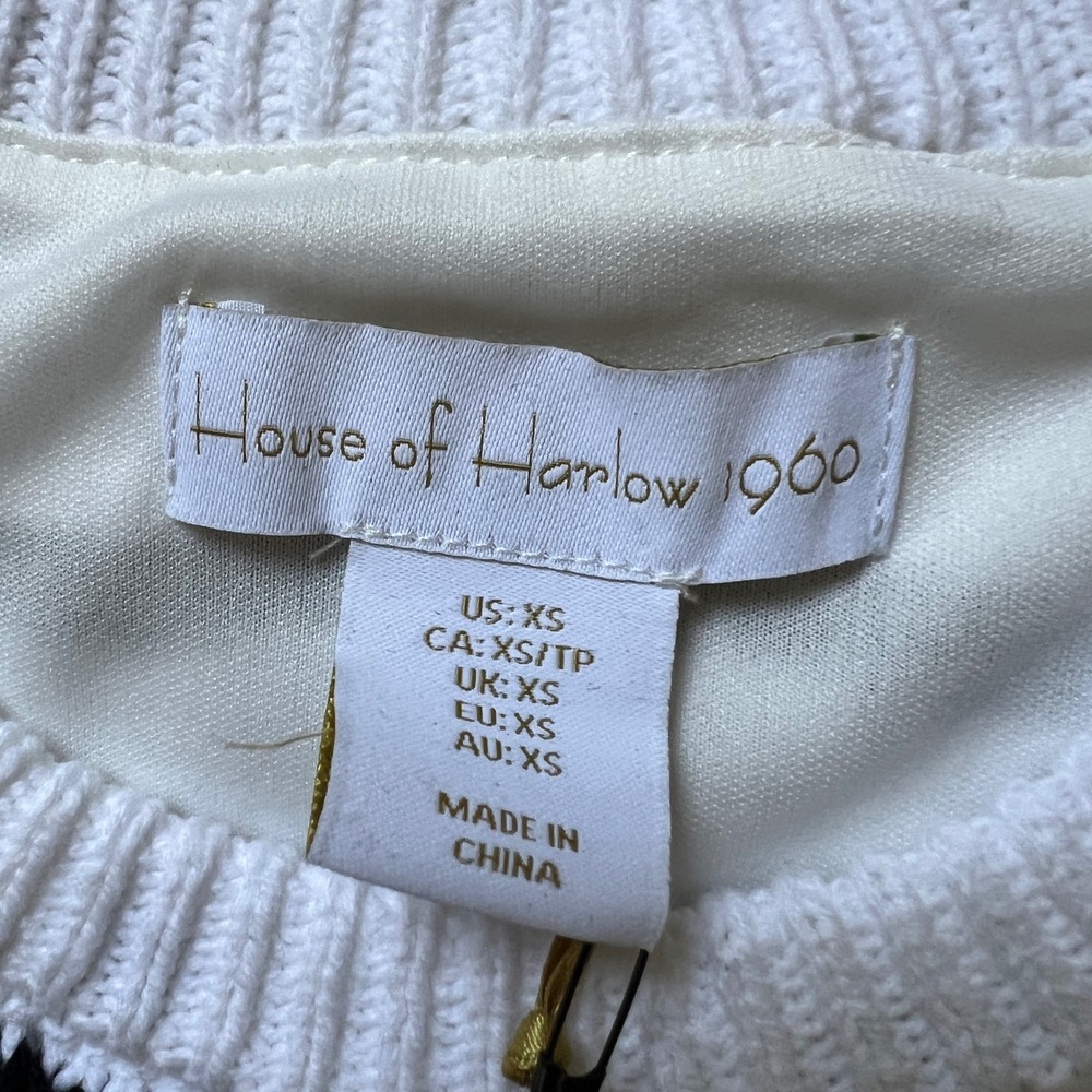 NWT House of Harlow 1960 Womens XS Crochet Knit Tank Striped Fringe Sweater Vest - Picture 2 of 9